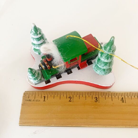 Vintage Roman Evergreen Express Wooden Christmas Train Ornament 1986 - Picture 8 of 8